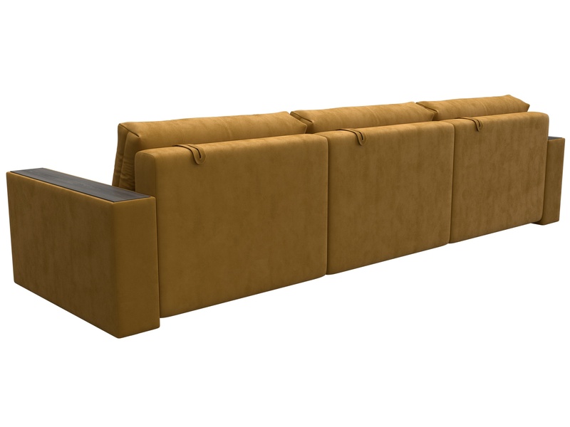 Диван прямой с декором Лига-049 НПБ Лонг, Велюр, BRUT 10 желтый