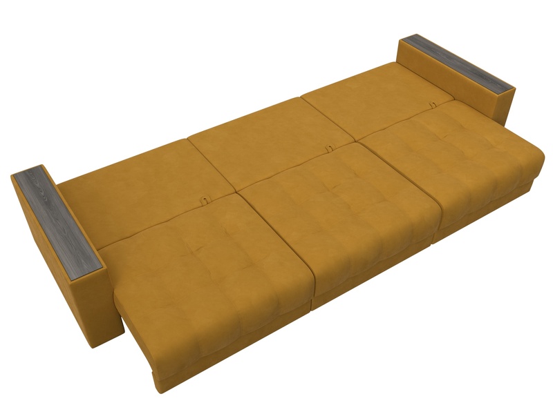 Диван прямой с декором Лига-049 НПБ Лонг, Велюр, BRUT 10 желтый