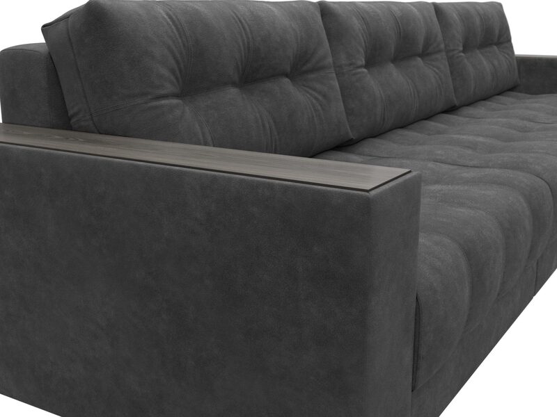 Диван прямой с декором Лига-049 НПБ Лонг, Велюр, BRUT 16 темно-серый