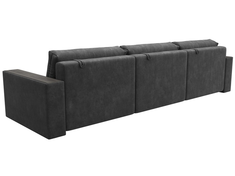 Диван прямой с декором Лига-049 НПБ Лонг, Велюр, BRUT 16 темно-серый