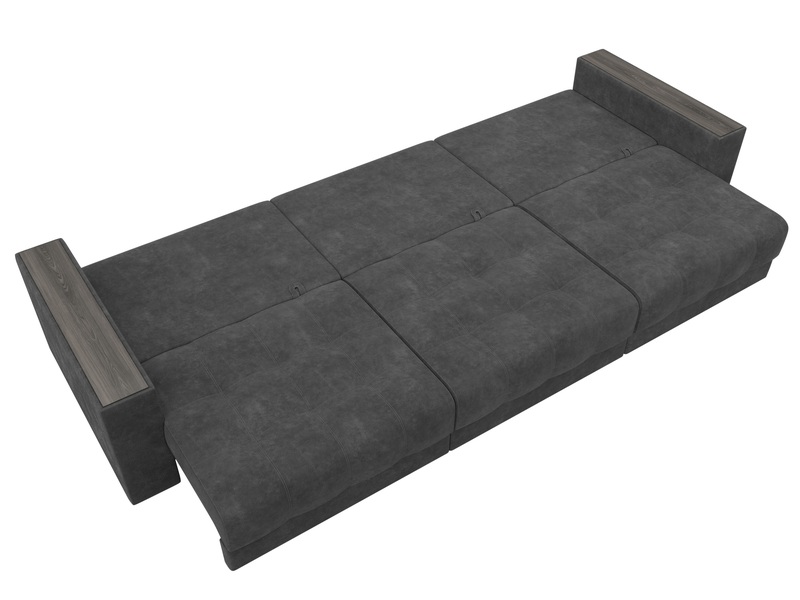 Диван прямой с декором Лига-049 НПБ Лонг, Велюр, BRUT 16 темно-серый