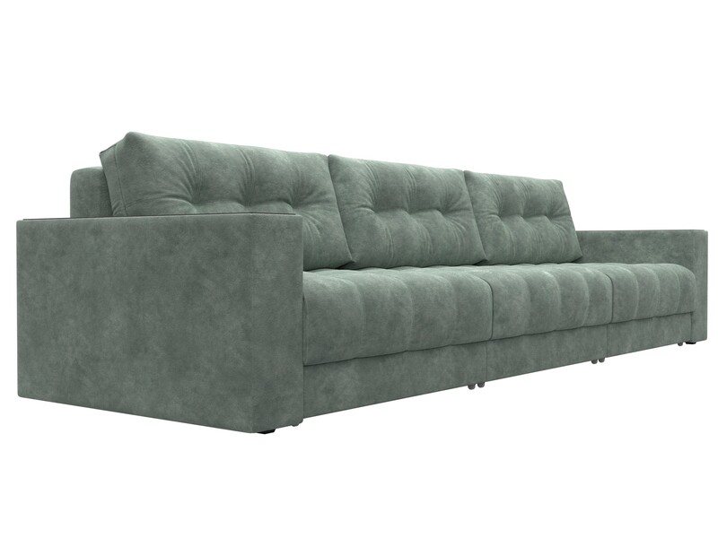 Диван прямой с декором Лига-049 НПБ Лонг, Велюр, BRUT 08 зеленый
