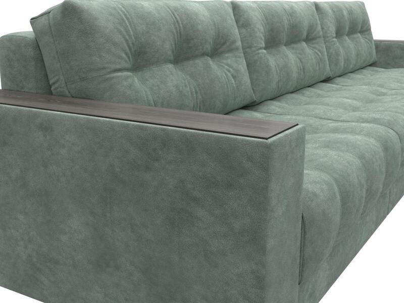 Диван прямой с декором Лига-049 НПБ Лонг, Велюр, BRUT 08 зеленый