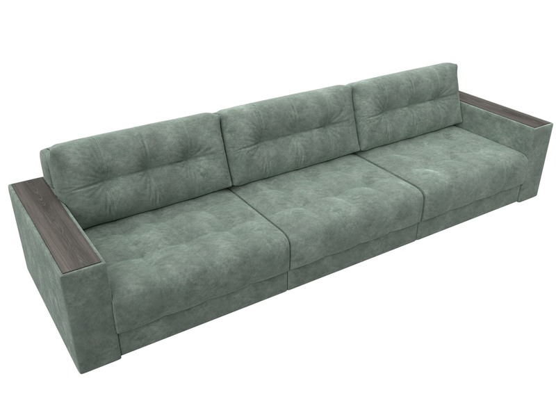 Диван прямой с декором Лига-049 НПБ Лонг, Велюр, BRUT 08 зеленый