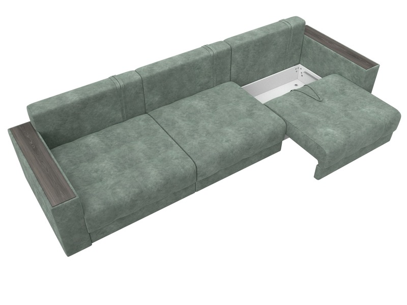 Диван прямой с декором Лига-049 НПБ Лонг, Велюр, BRUT 08 зеленый