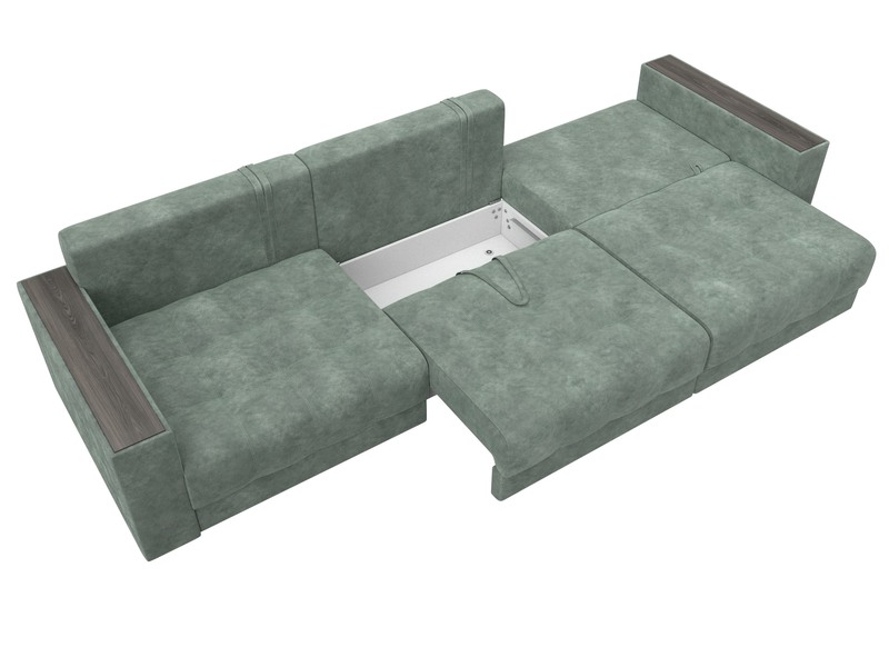 Диван прямой с декором Лига-049 НПБ Лонг, Велюр, BRUT 08 зеленый