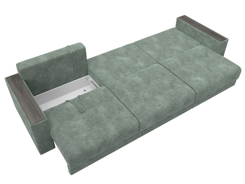 Диван прямой с декором Лига-049 НПБ Лонг, Велюр, BRUT 08 зеленый