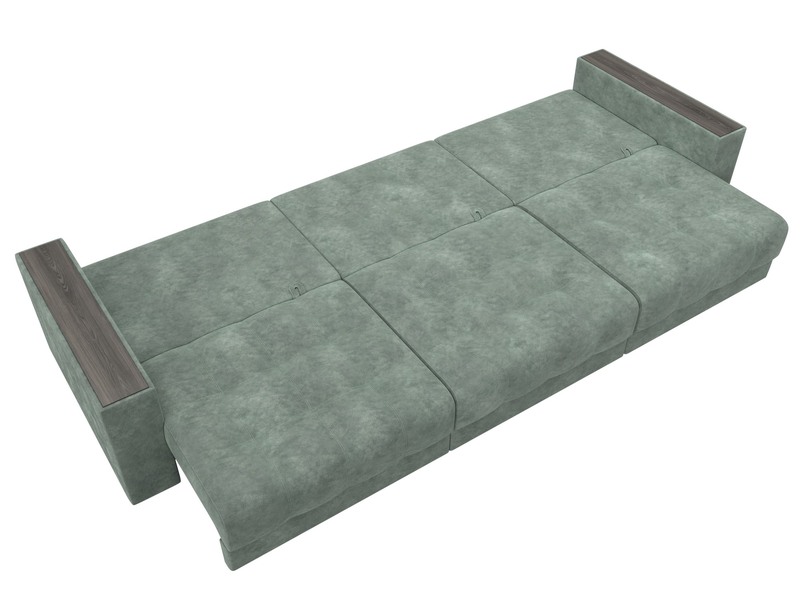 Диван прямой с декором Лига-049 НПБ Лонг, Велюр, BRUT 08 зеленый