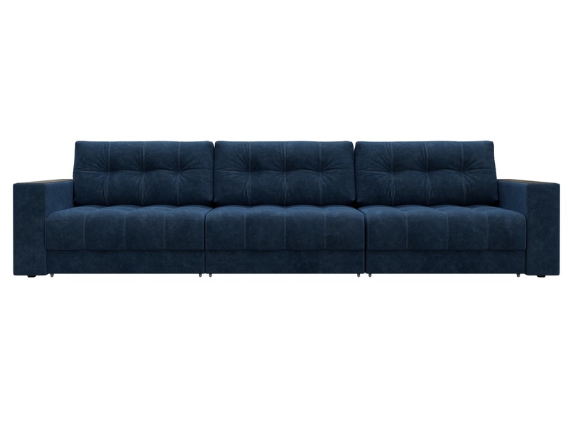 Диван прямой с декором Лига-049 НПБ Лонг, Велюр, BRUT 11 синий