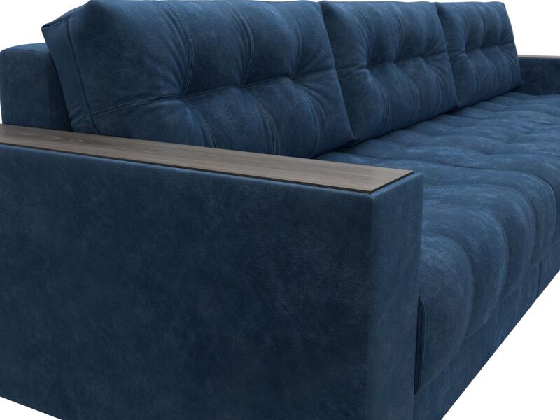 Диван прямой с декором Лига-049 НПБ Лонг, Велюр, BRUT 11 синий