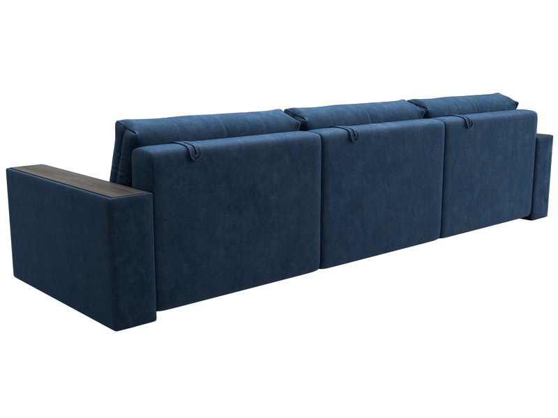 Диван прямой с декором Лига-049 НПБ Лонг, Велюр, BRUT 11 синий