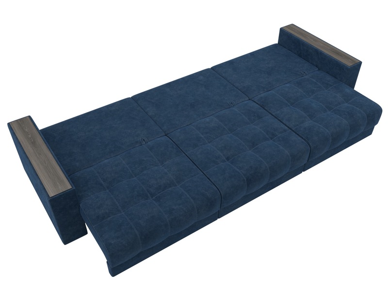 Диван прямой с декором Лига-049 НПБ Лонг, Велюр, BRUT 11 синий