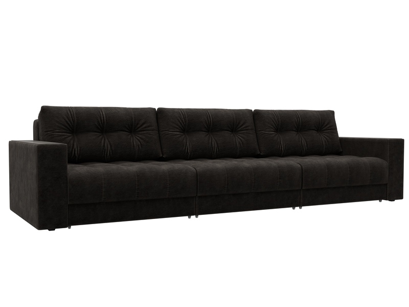 Диван прямой с декором Лига-049 НПБ Лонг, Велюр, BRUT 17 коричневый