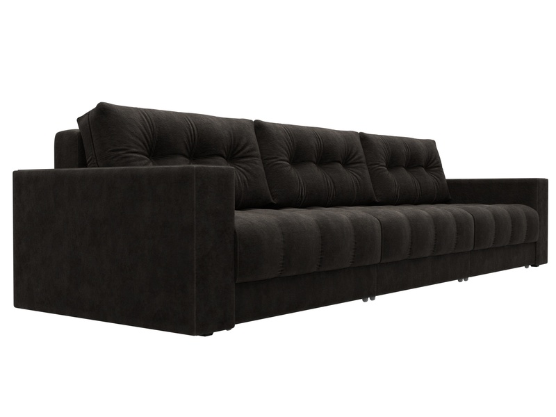 Диван прямой с декором Лига-049 НПБ Лонг, Велюр, BRUT 17 коричневый