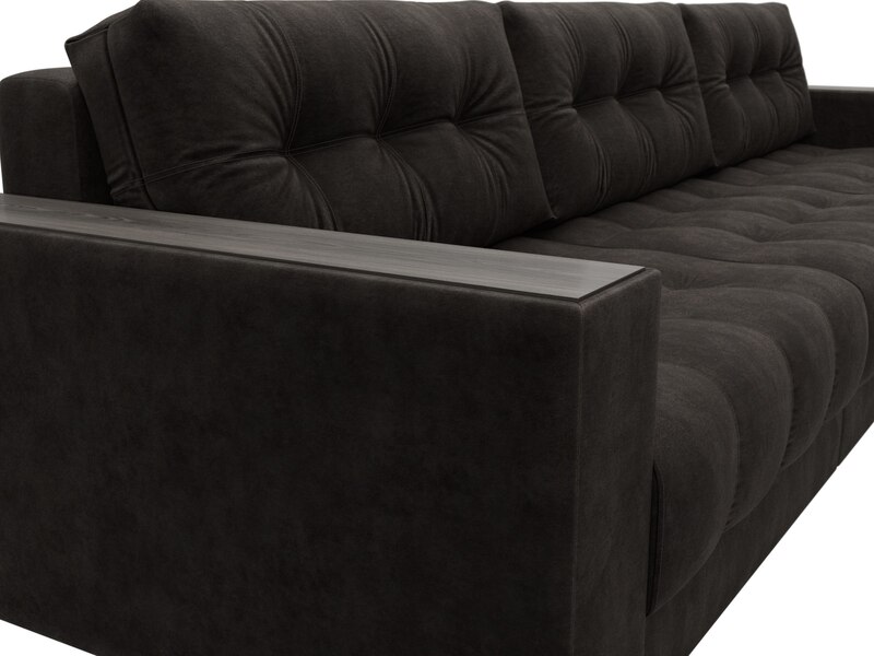 Диван прямой с декором Лига-049 НПБ Лонг, Велюр, BRUT 17 коричневый