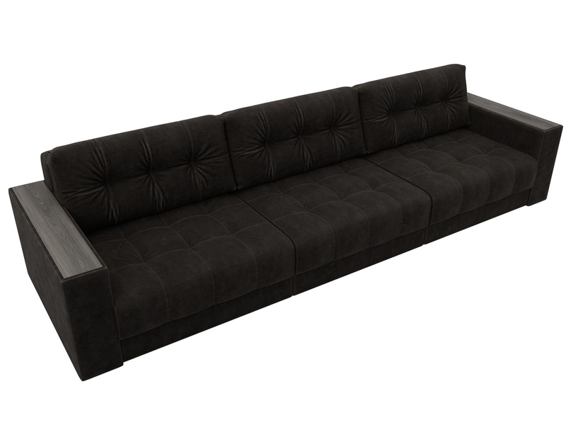 Диван прямой с декором Лига-049 НПБ Лонг, Велюр, BRUT 17 коричневый