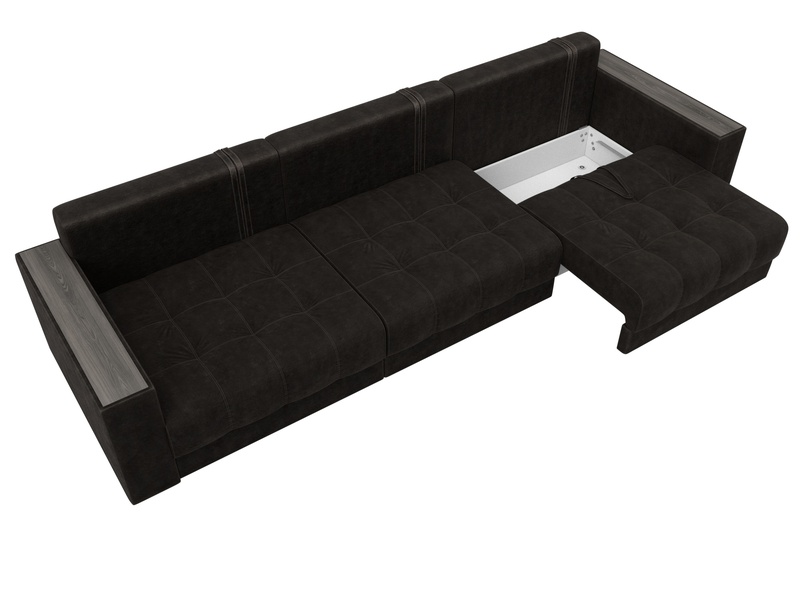 Диван прямой с декором Лига-049 НПБ Лонг, Велюр, BRUT 17 коричневый