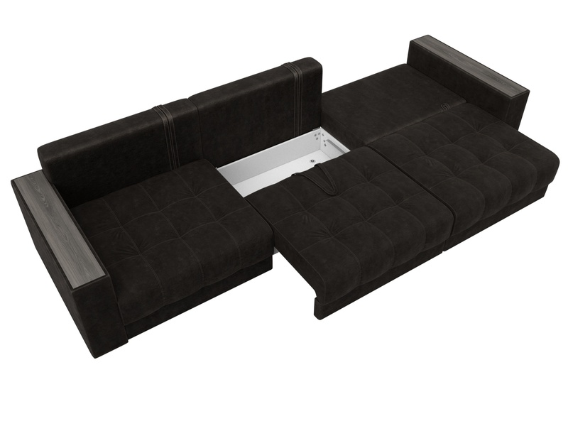 Диван прямой с декором Лига-049 НПБ Лонг, Велюр, BRUT 17 коричневый