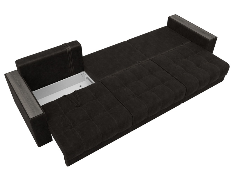 Диван прямой с декором Лига-049 НПБ Лонг, Велюр, BRUT 17 коричневый