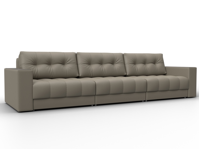 Диван прямой с декором Лига-049 НПБ Лонг, Экокожа, GRIFON 04 бежевый