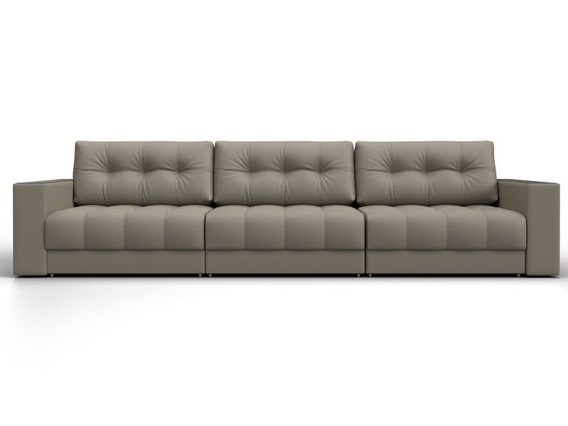 Диван прямой с декором Лига-049 НПБ Лонг, Экокожа, GRIFON 04 бежевый