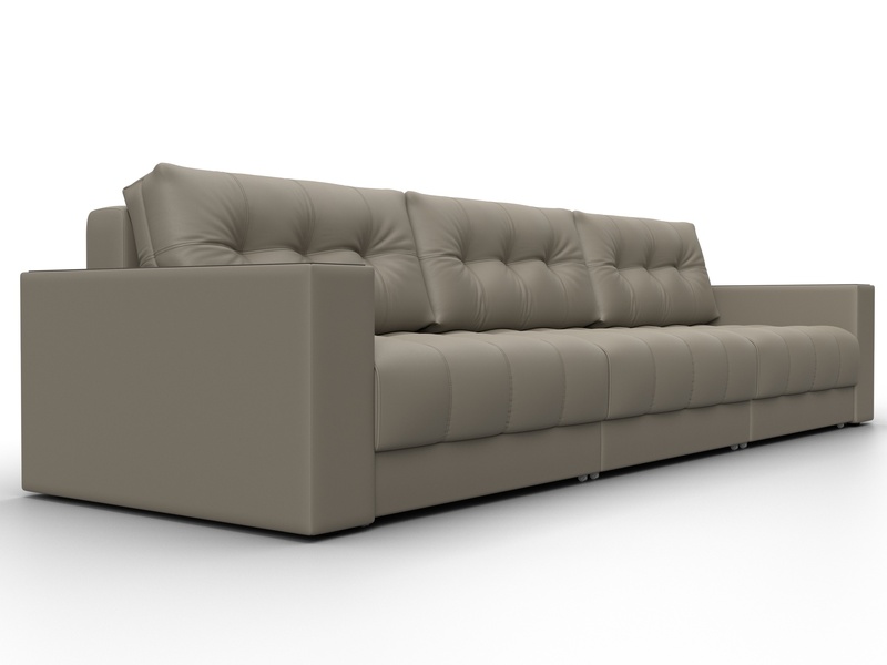 Диван прямой с декором Лига-049 НПБ Лонг, Экокожа, GRIFON 04 бежевый