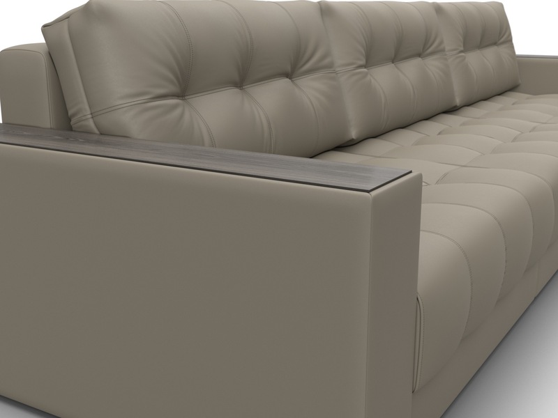 Диван прямой с декором Лига-049 НПБ Лонг, Экокожа, GRIFON 04 бежевый