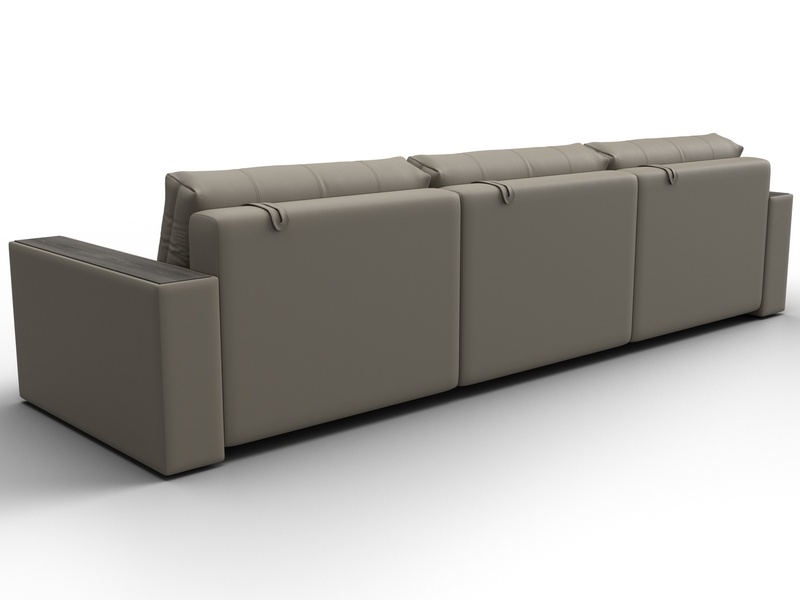 Диван прямой с декором Лига-049 НПБ Лонг, Экокожа, GRIFON 04 бежевый