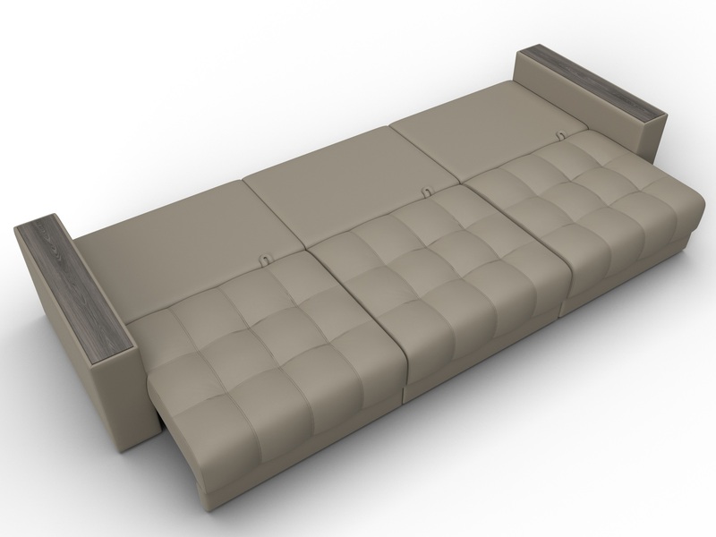 Диван прямой с декором Лига-049 НПБ Лонг, Экокожа, GRIFON 04 бежевый