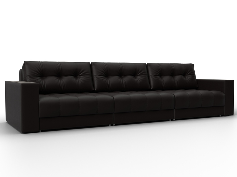 Диван прямой с декором Лига-049 НПБ Лонг, Экокожа, GRIFON 12 коричневый