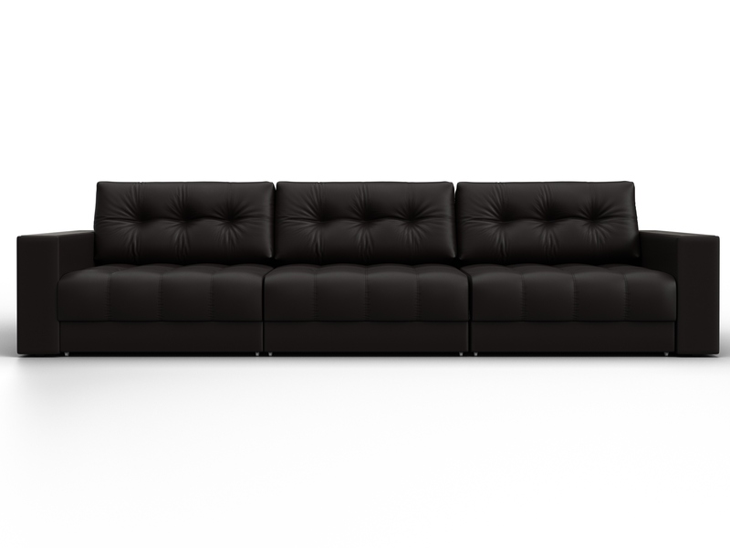 Диван прямой с декором Лига-049 НПБ Лонг, Экокожа, GRIFON 12 коричневый