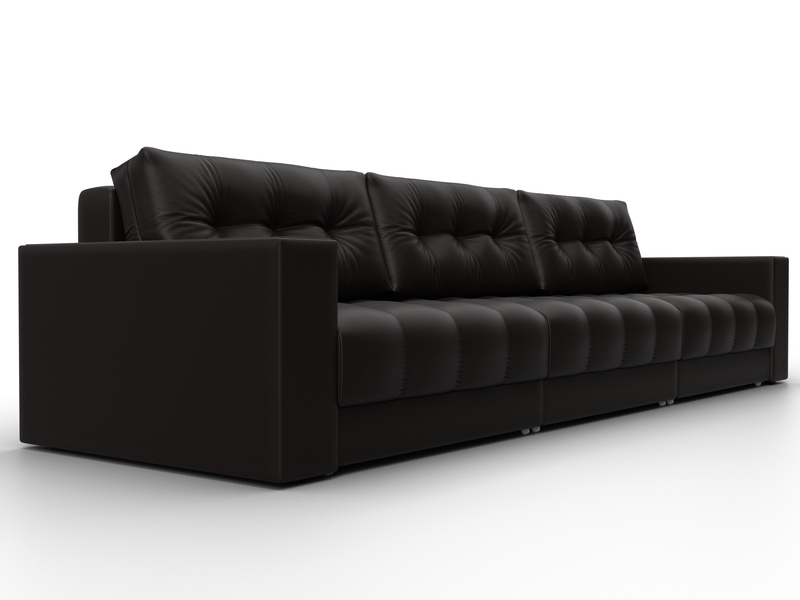 Диван прямой с декором Лига-049 НПБ Лонг, Экокожа, GRIFON 12 коричневый