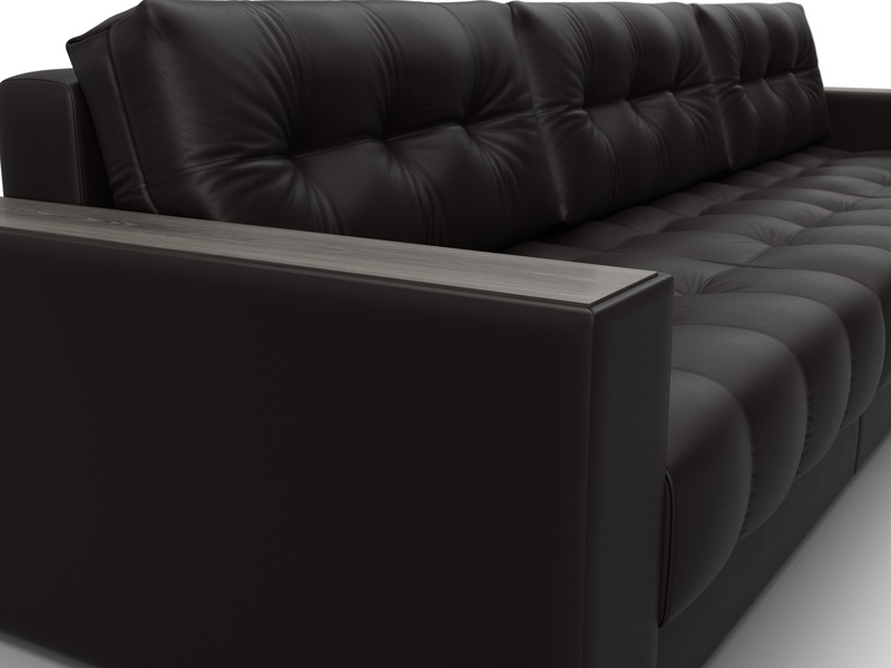 Диван прямой с декором Лига-049 НПБ Лонг, Экокожа, GRIFON 12 коричневый