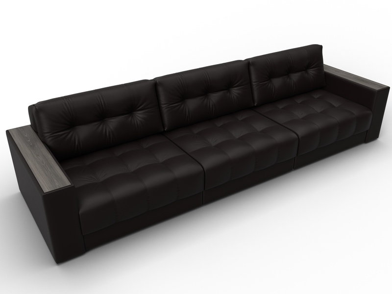 Диван прямой с декором Лига-049 НПБ Лонг, Экокожа, GRIFON 12 коричневый