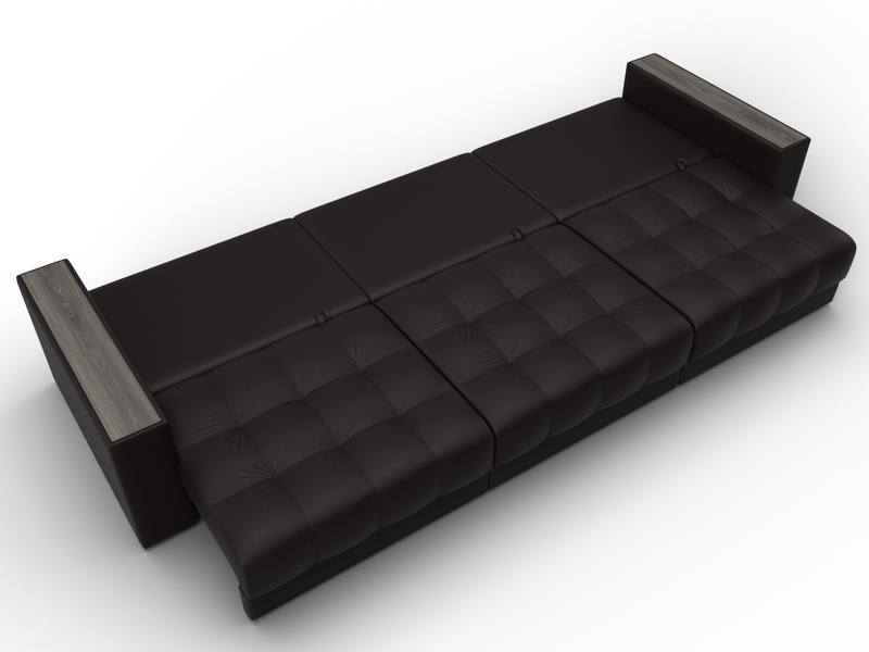 Диван прямой с декором Лига-049 НПБ Лонг, Экокожа, GRIFON 12 коричневый