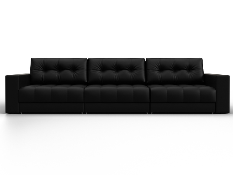 Диван прямой с декором Лига-049 НПБ Лонг, Экокожа, GRIFON 18 черный