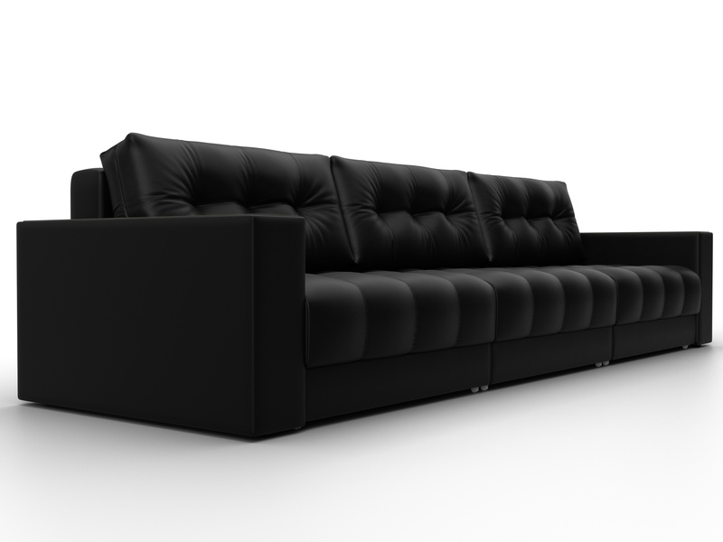 Диван прямой с декором Лига-049 НПБ Лонг, Экокожа, GRIFON 18 черный
