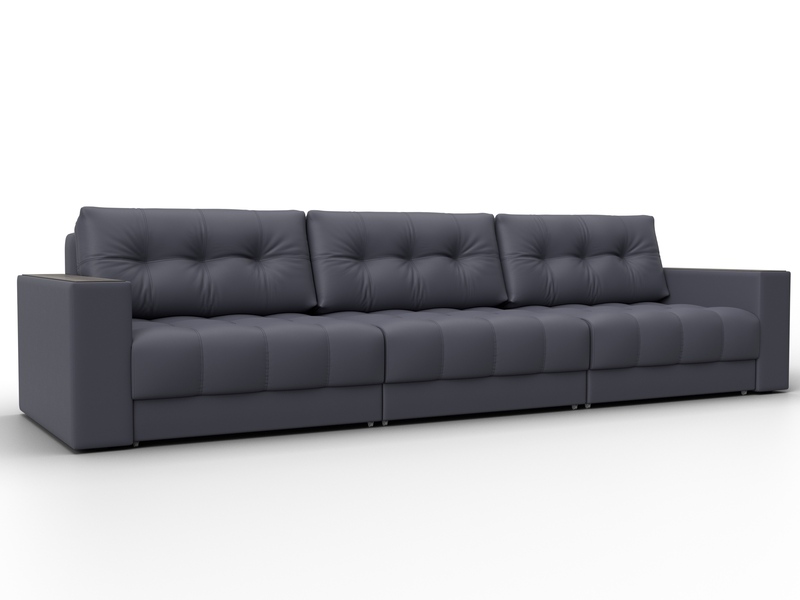 Диван прямой с декором Лига-049 НПБ Лонг, Экокожа, GRIFON 15 серый