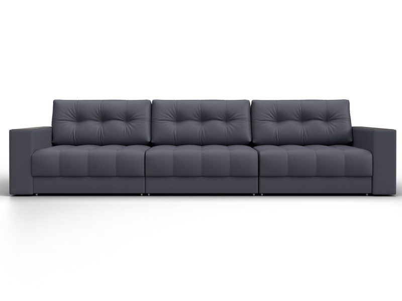 Диван прямой с декором Лига-049 НПБ Лонг, Экокожа, GRIFON 15 серый