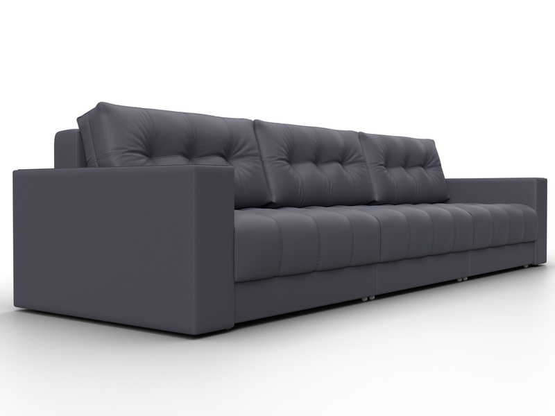 Диван прямой с декором Лига-049 НПБ Лонг, Экокожа, GRIFON 15 серый