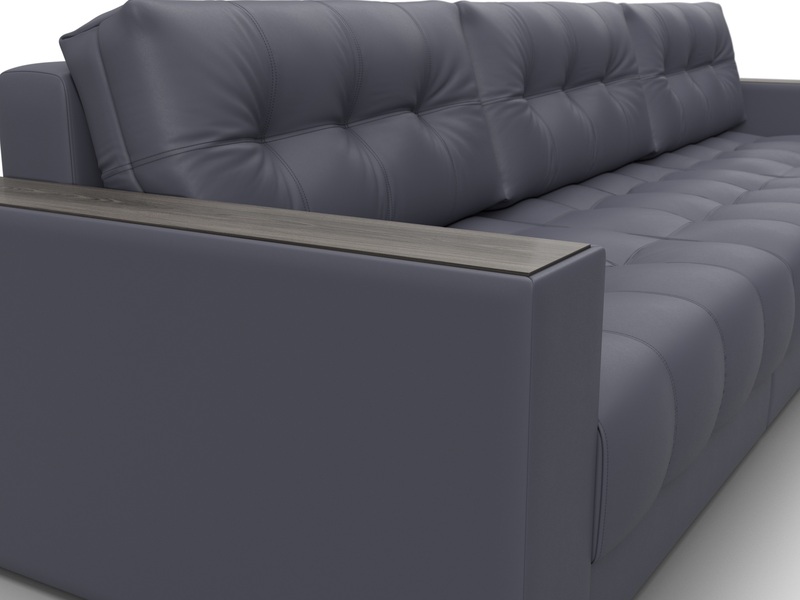 Диван прямой с декором Лига-049 НПБ Лонг, Экокожа, GRIFON 15 серый