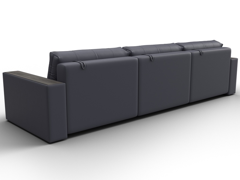 Диван прямой с декором Лига-049 НПБ Лонг, Экокожа, GRIFON 15 серый