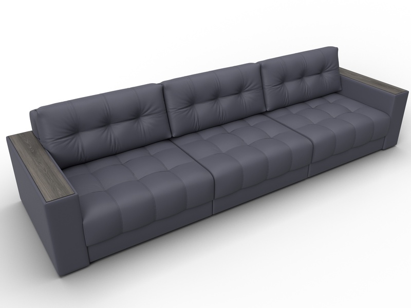 Диван прямой с декором Лига-049 НПБ Лонг, Экокожа, GRIFON 15 серый