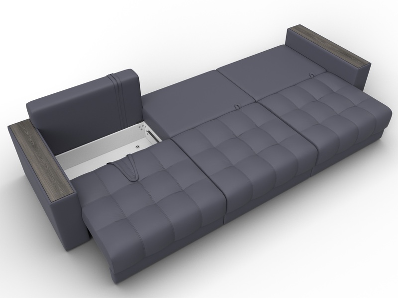 Диван прямой с декором Лига-049 НПБ Лонг, Экокожа, GRIFON 15 серый