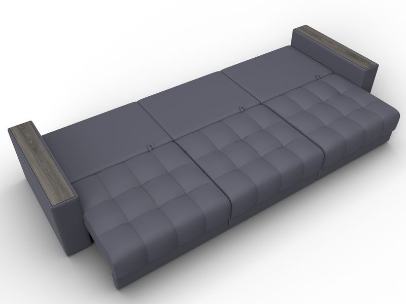 Диван прямой с декором Лига-049 НПБ Лонг, Экокожа, GRIFON 15 серый