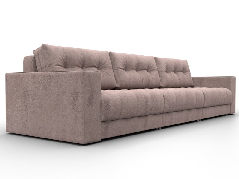 Диван прямой с декором Лига-049 НПБ Лонг, Велюр, TOWER 05 бежевый