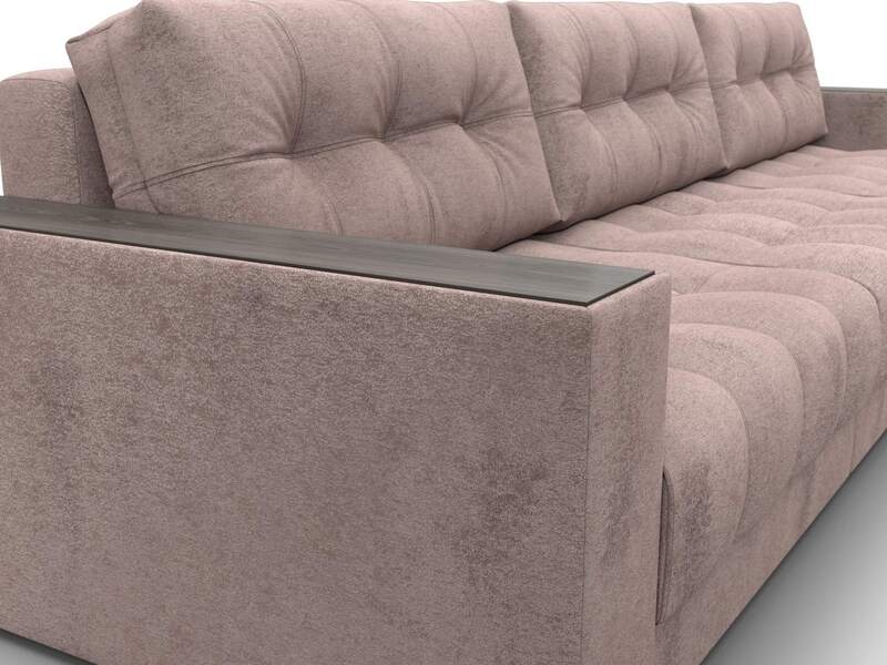 Диван прямой с декором Лига-049 НПБ Лонг, Велюр, TOWER 05 бежевый