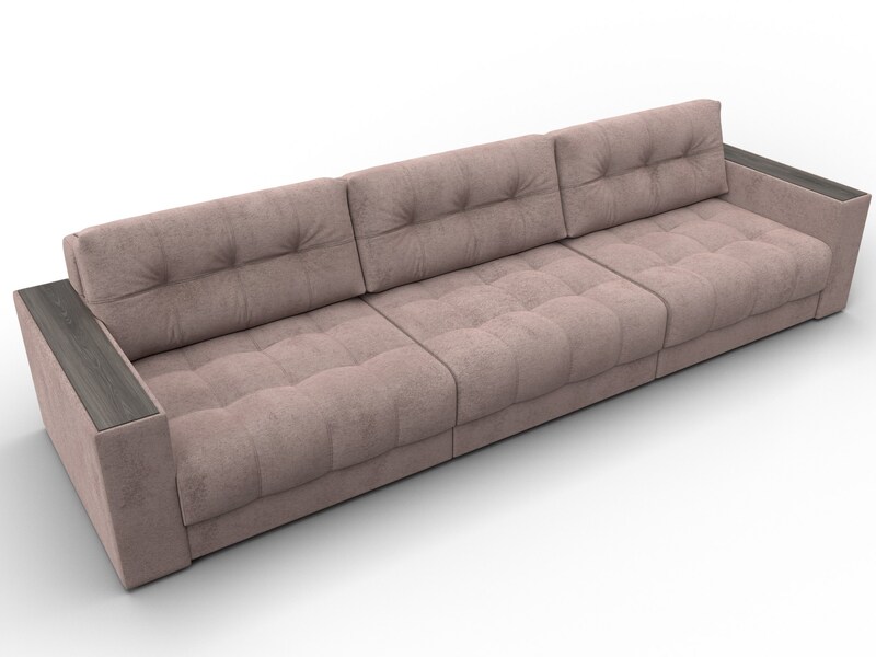 Диван прямой с декором Лига-049 НПБ Лонг, Велюр, TOWER 05 бежевый