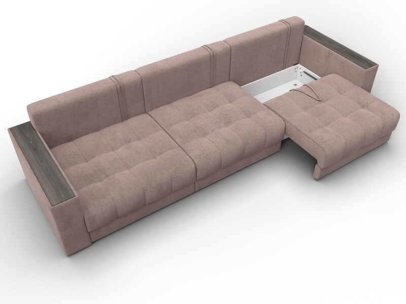 Диван прямой с декором Лига-049 НПБ Лонг, Велюр, TOWER 05 бежевый