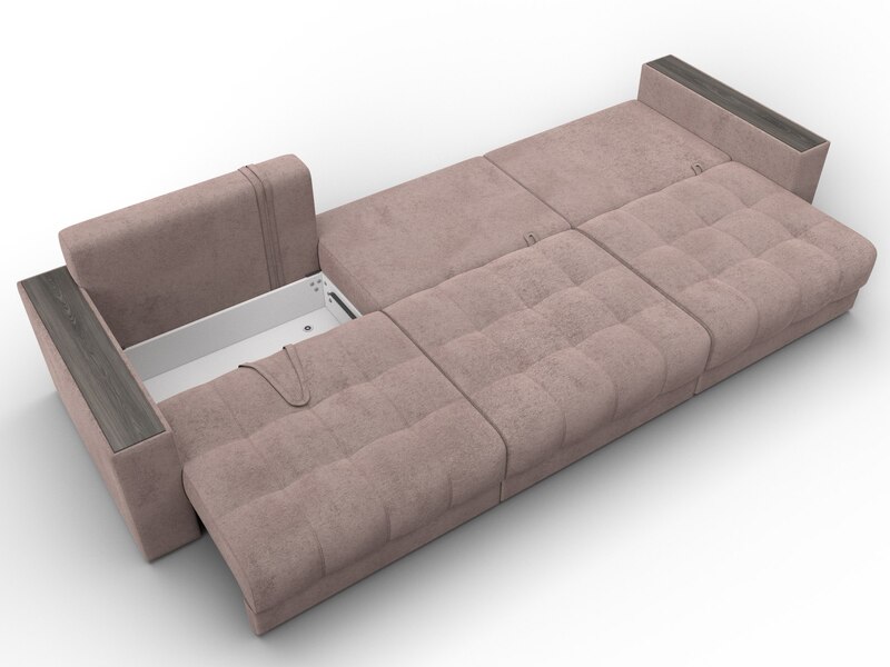 Диван прямой с декором Лига-049 НПБ Лонг, Велюр, TOWER 05 бежевый